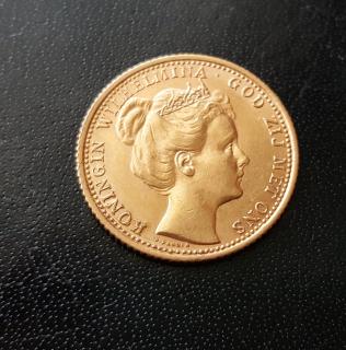 Zlatá mince královna Wilhelmina I. 1898 - 10 gulden Nizozemí