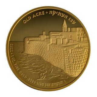 Zlatá mince Old Acre -série Ancient Cities 2022 1 Oz