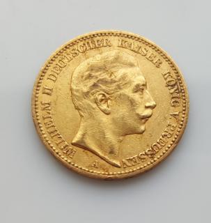 Zlatá mince pruská 20 marka-Wilhelm II. 1899