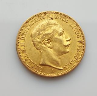Zlatá mince pruská 20 marka-Wilhelm II. 1900