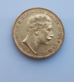 Zlatá mince pruská 20 marka-Wilhelm II. 1903
