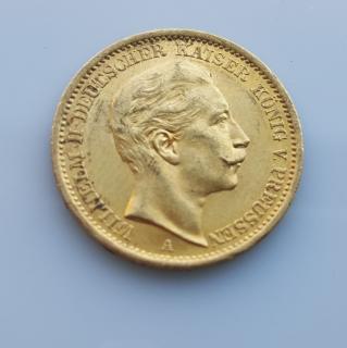 Zlatá mince pruská 20 marka-Wilhelm II. 1906