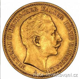 Zlatá mince pruská 20 marka-Wilhelm II.