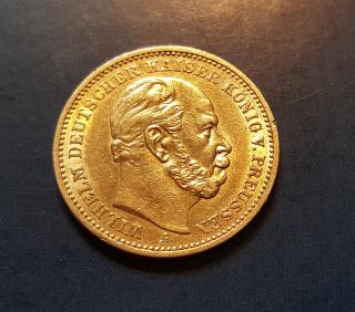 Zlatá mince pruská Dvacetimarka-Wilhelm I. 1886 A