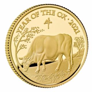 Zlatá mince Rok býka 2021-1/4 Oz proof-lunární série III.-Velká Británie