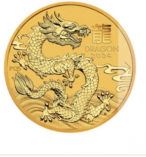Zlatá mince Rok draka 2024-1/10 Oz lunární série III.
