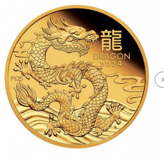 Zlatá mince Rok draka 2024-1/4 Oz proof-lunární série III.