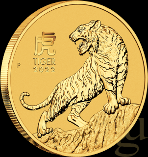 Zlatá mince Rok tygra 2022-1/10 Oz lunární série III.