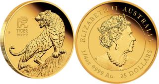 Zlatá mince Rok tygra 2022-1/4 Oz lunární série III.
