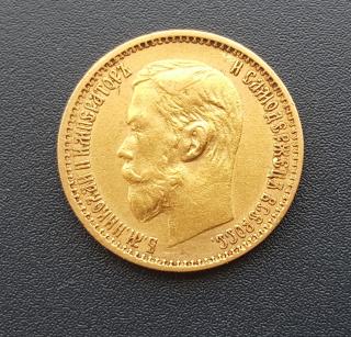 Zlatá mince ruský 5 rubl-car Mikuláš II. 1897-1901