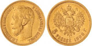Zlatá mince ruský 5 rubl-car Nikolaj II.1898