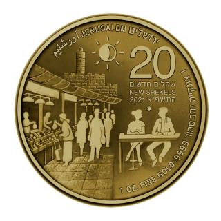 Zlatá mince série Zlatý Jeruzalém- Mahane Yehuda market 2021 1 Oz