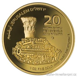 Zlatá mince -série Zlatý Jeruzalém- The Cardo 2018 1 Oz