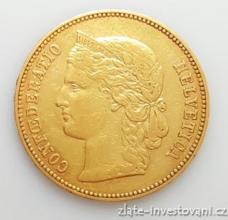 Zlatá mince švýcarský 20 frank-Helvetica 1886