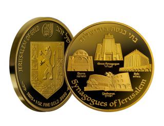 Zlatá mince Synagogy Jeruzaléma -série Views of Jerusalem 2023- 1 Oz