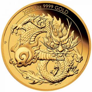 Zlatá moderní mince Drak 1 Oz proof 2020
