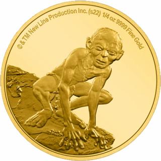 Zlatá moderní mince Pán prstenů- Glum  2022 1/4 Oz proof