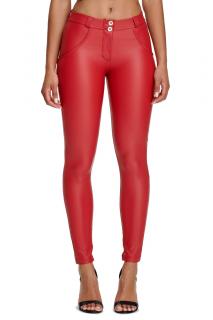 Freddy®️ koženkové Wr.Up  kalhoty - Superskinny - Normální pas - Červené Barva: Červená, Velikost: XS