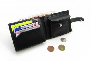 Kožená dokladovka POLICIE s mincovkou, klopou a přihrádkou na bankovky - Omega