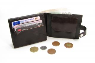 Kožená dokladovka POLICIE s mincovkou, klopou a přihrádkou na bankovky - Testa di Moro