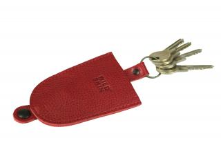 Kožený obal na klíče s taháčkem Barva (typ) kůže: RED / Červená