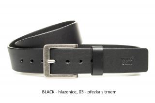 Opasek vlastní design barva popruhu: BLACK - hlazenice, typ přezky k popruhu: 03 - přezka s trnem, Obvod pasu v cm: 100
