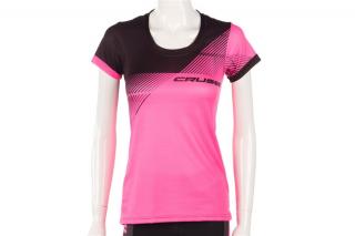 Dámské sportovní tričko CRUSSIS, krátký rukáv, růžová/černá Velikost: L