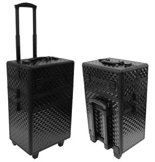 Kosmetický kufr na kolečkách - dvoudílný černý