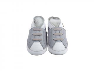 Lait et Miel - kožené capáčky Barefoot - Tenisky grey Valikost: 0-6 m.