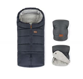 PETITE&MARS Zimní set fusak Jibot 3v1 + rukavice na kočárek Jasie berva: Charcoal Grey