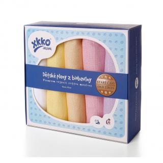 XKKO Dětské pleny z biobavlny Organic 70x70 - Staré časy Pastels for girls 5 ks