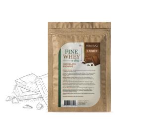 FINE WHEY – přírodní protein slazený stévií – 30 g Vyber si z těchto lahodných příchutí: Chocolate brownie