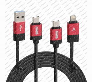 Kabel - adaptér UNI 6 v1 USB, USB-C, mikroUSB, Apple 8 pin