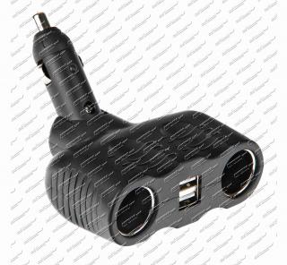 Rozdvojka zásuvky 12/24V max.10A + 2 x USB max2A polohovatelná