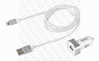 Zástrčka zapalovače 12/24V USB 2,4A s kabelem Apple conektor
