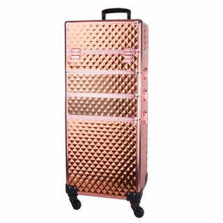 Kosmetický kufr 4 patrový DIAMOND ROSE GOLD