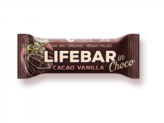 Bio tyčinka Lifebar InChoco  kakaové boby s vanilkou 40g