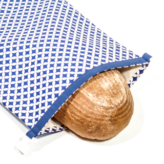 Rolovací pytlík na chleba s membránou - Modrá geometrie