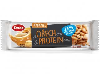 Tyčinka s ořechem a proteinem - karamel 40g