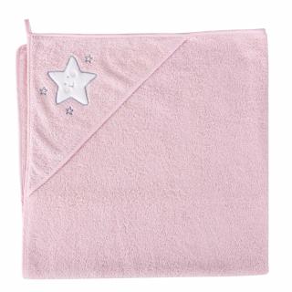 Ceba Froté ručník s aplikací a kapuckou 100x100 Hvězdy růžová