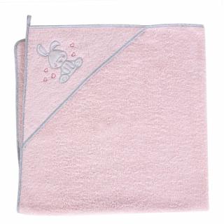 Ceba Froté ručník s aplikací a kapuckou 100x100 Králíček růžový