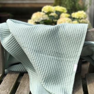 Letní vaflová deka - Béžová Bavlněná vaflovina: Zelená šalvějová