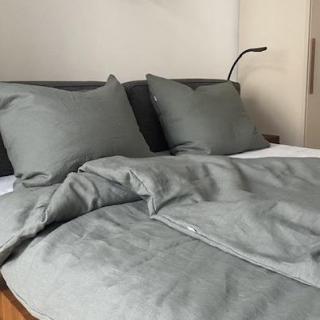 Lněné povlečení, gramáž 245g/m2 - Šedozelená