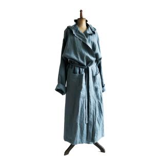 Lněný oversized plášť/ župan s kapucí UNISEX - MIX barev Len 100%, gramáž 245 g/m2: Petrolová