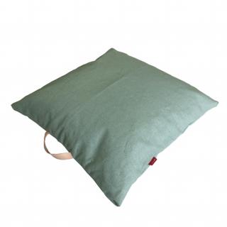 Lněný povlak na sedací polštář s koženým uchem - Mentolová Rozměr mix: 50x50 cm