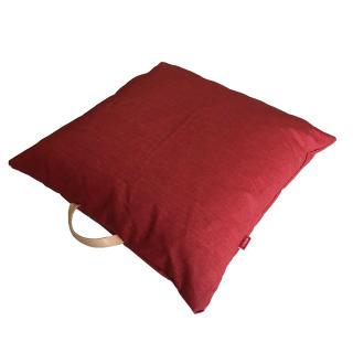 Lněný povlak na sedací polštář s koženým uchem - Red Rozměr mix: 50x50 cm