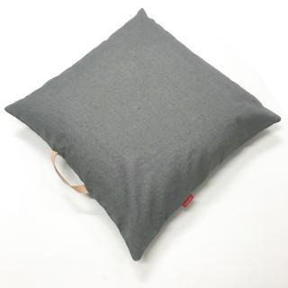 Lněný povlak na sedací polštář s koženým uchem -  voděodolný - mix barev i rozměrů, na míru Barva: Grey, Rozměr mix: 50x50 cm
