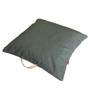Lněný povlak na sedací polštář s koženým uchem -  voděodolný - mix barev i rozměrů, na míru Barva: Olive Green, Rozměr mix: 50x50 cm