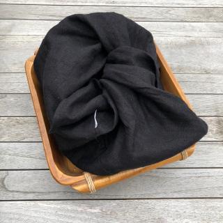 Lněný vak na pečivo zavazovací - Černá (Black)
