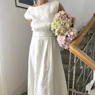 Svatební lněné šaty na zakázku - Smetanová (Milky White)
